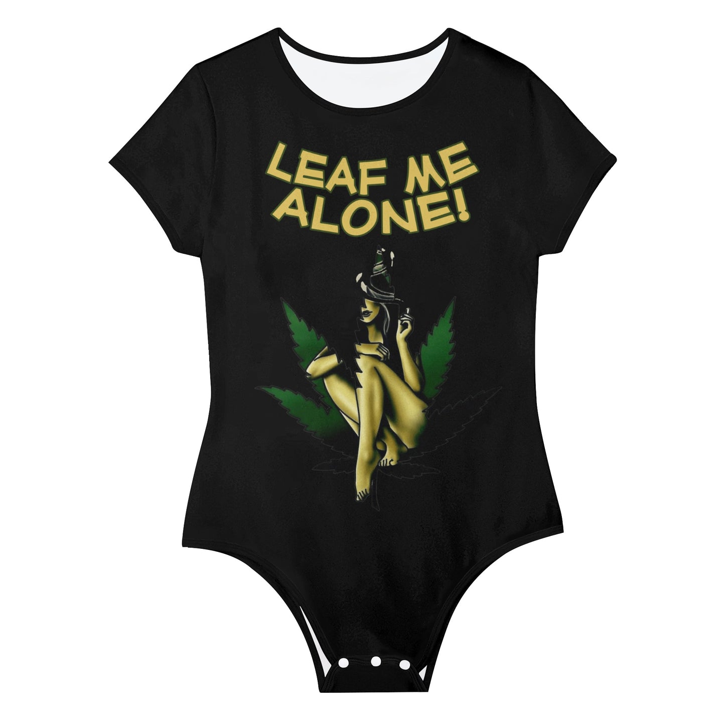 Leaf Me Alone 4.0  420 Edition Womens Soft Short Sleeve Bodysuit