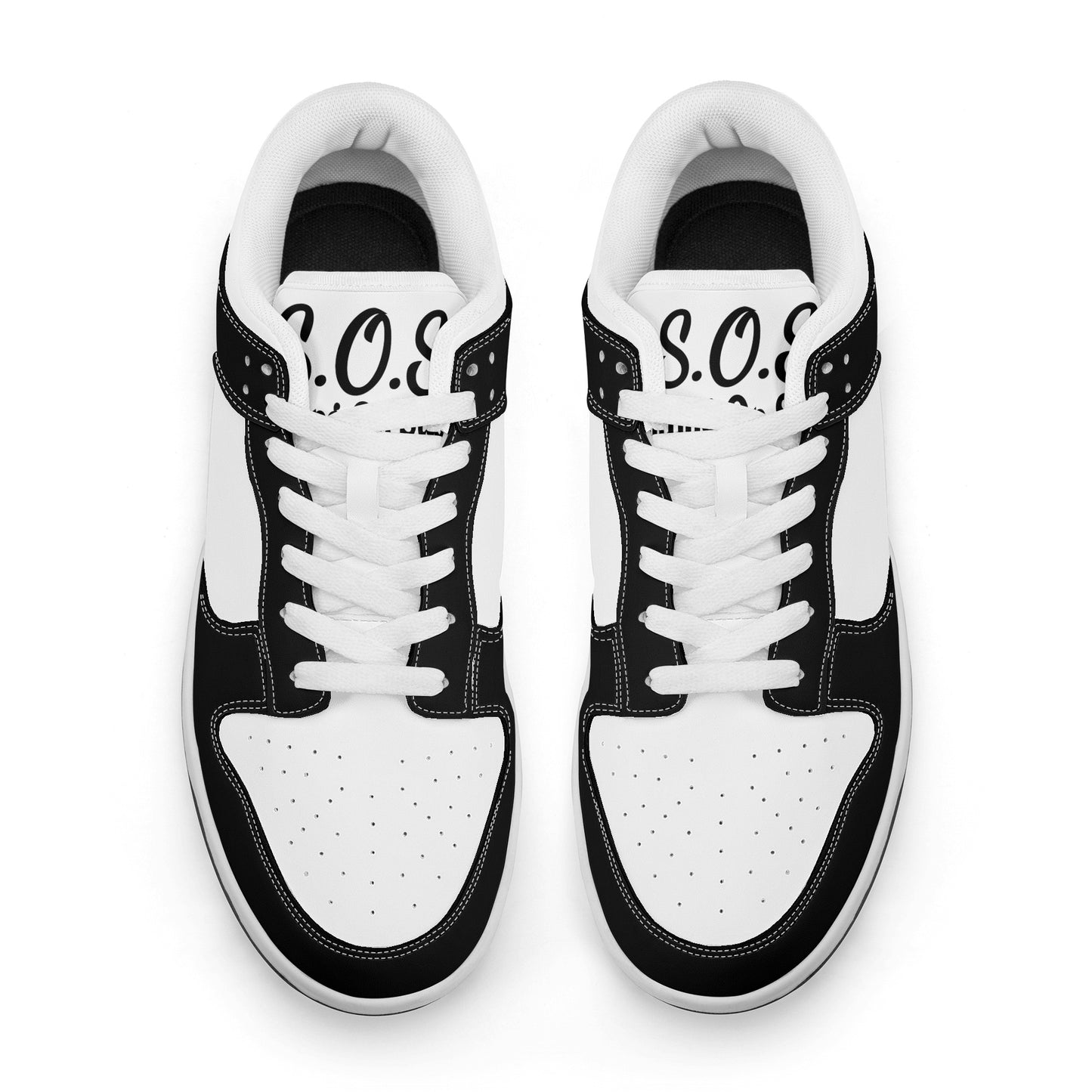 SOS Black/White Mens Low Top Leather Star Kicks