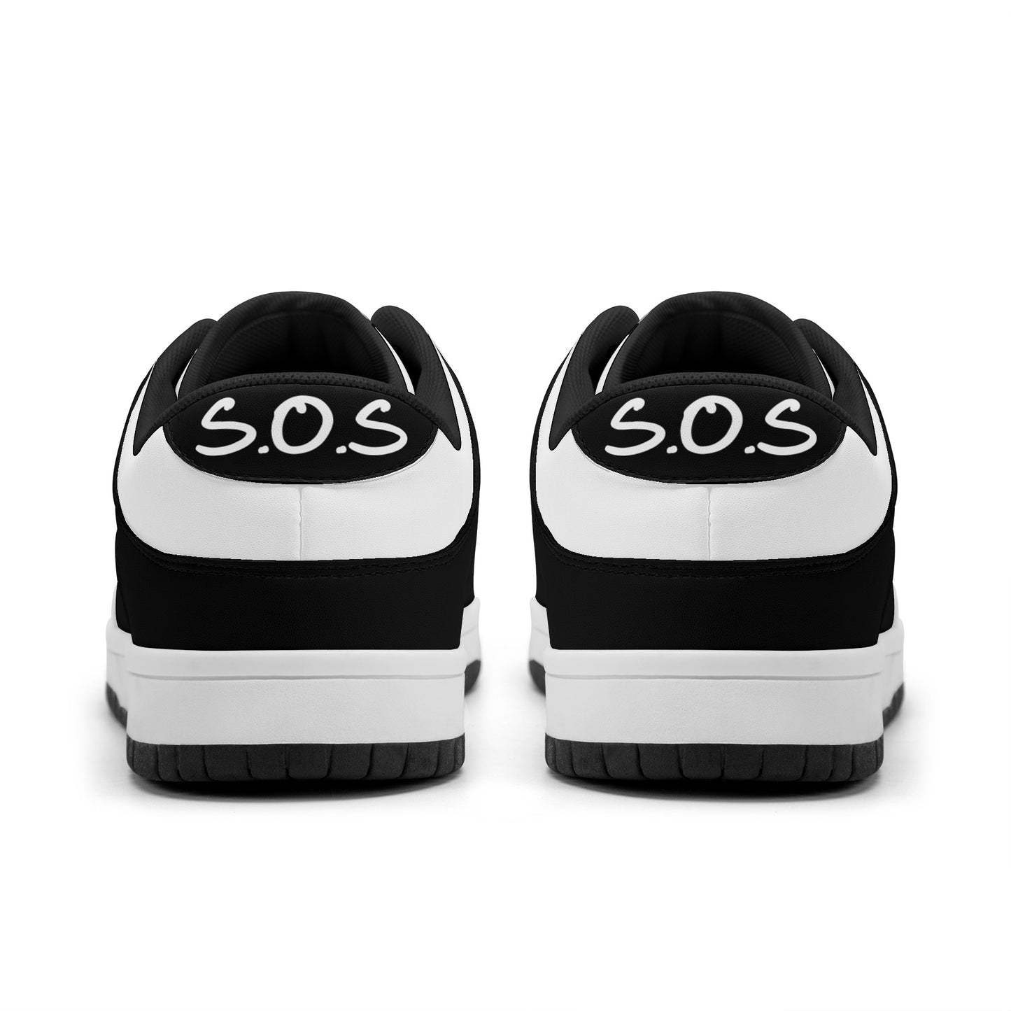 SOS Black/White Mens Low Top Leather Star Kicks