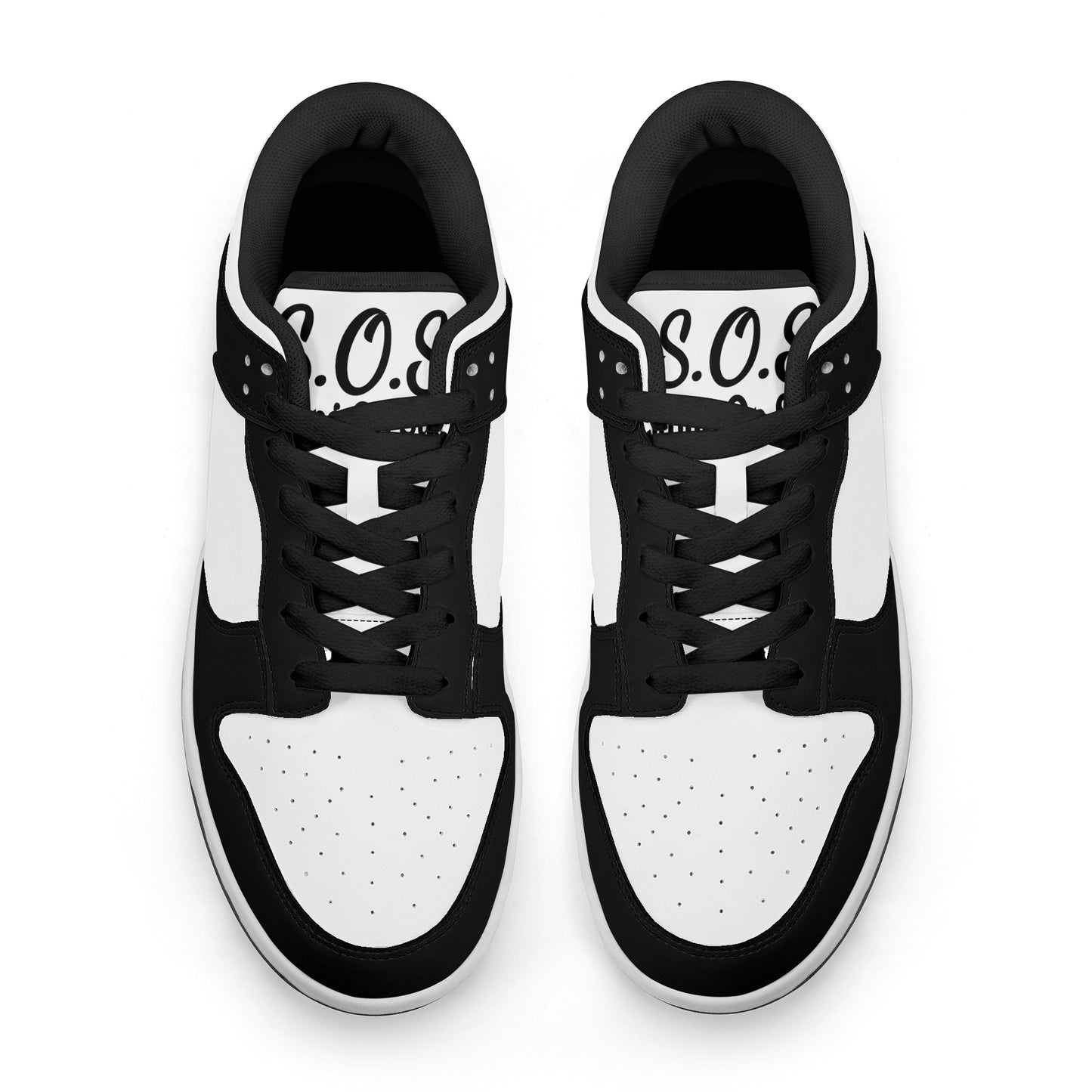 SOS Black/White Mens Low Top Leather Star Kicks