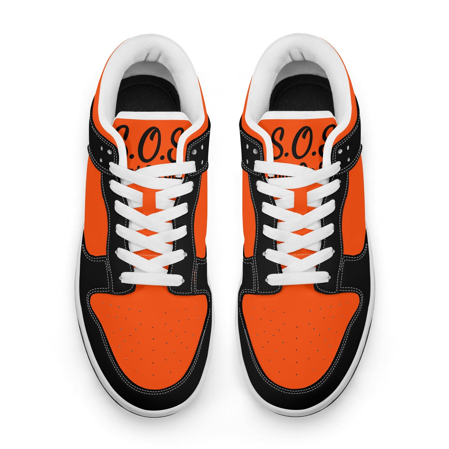 SOS Dark Orange/Black Mens Low Top Leather Star Kicks