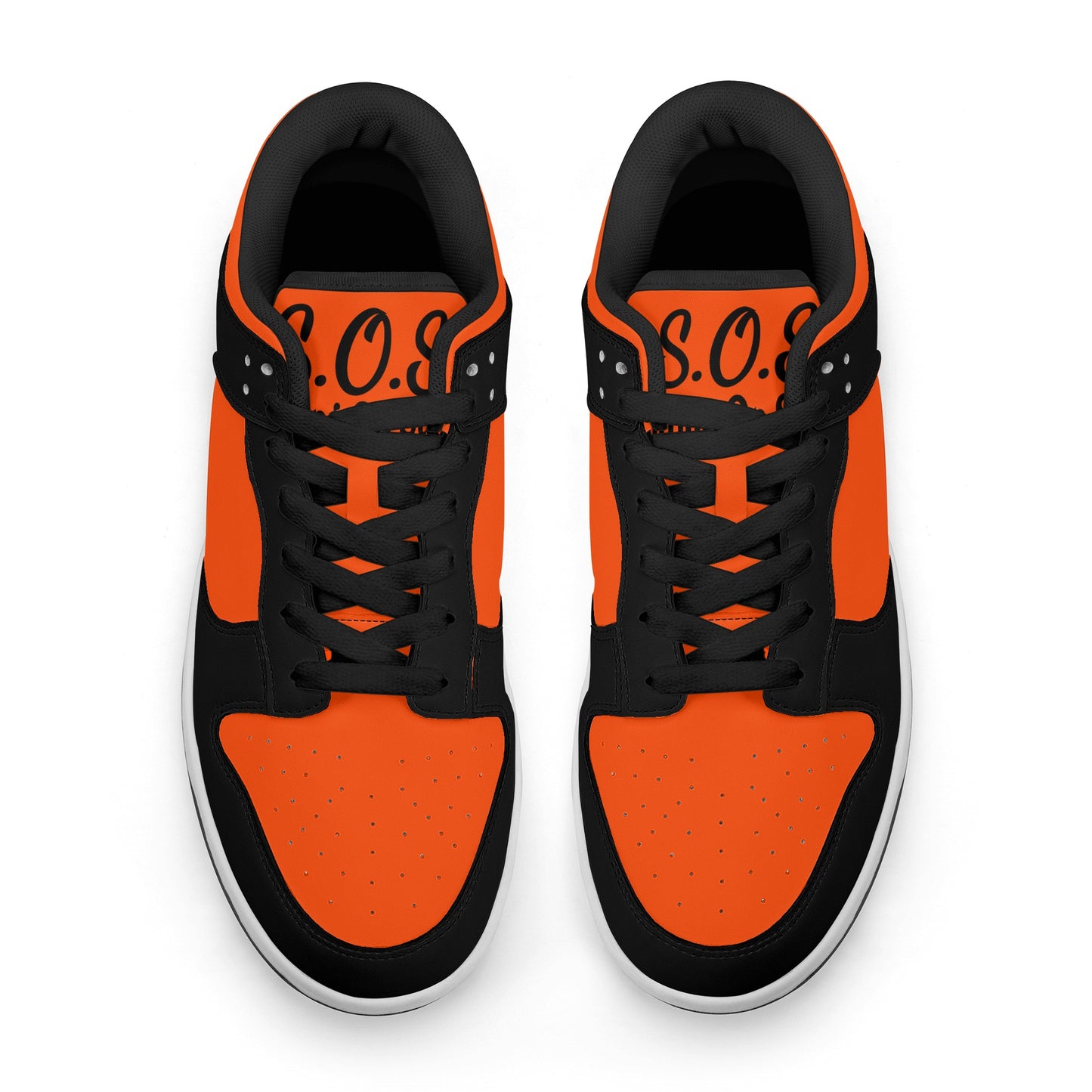 SOS Dark Orange/Black Mens Low Top Leather Star Kicks