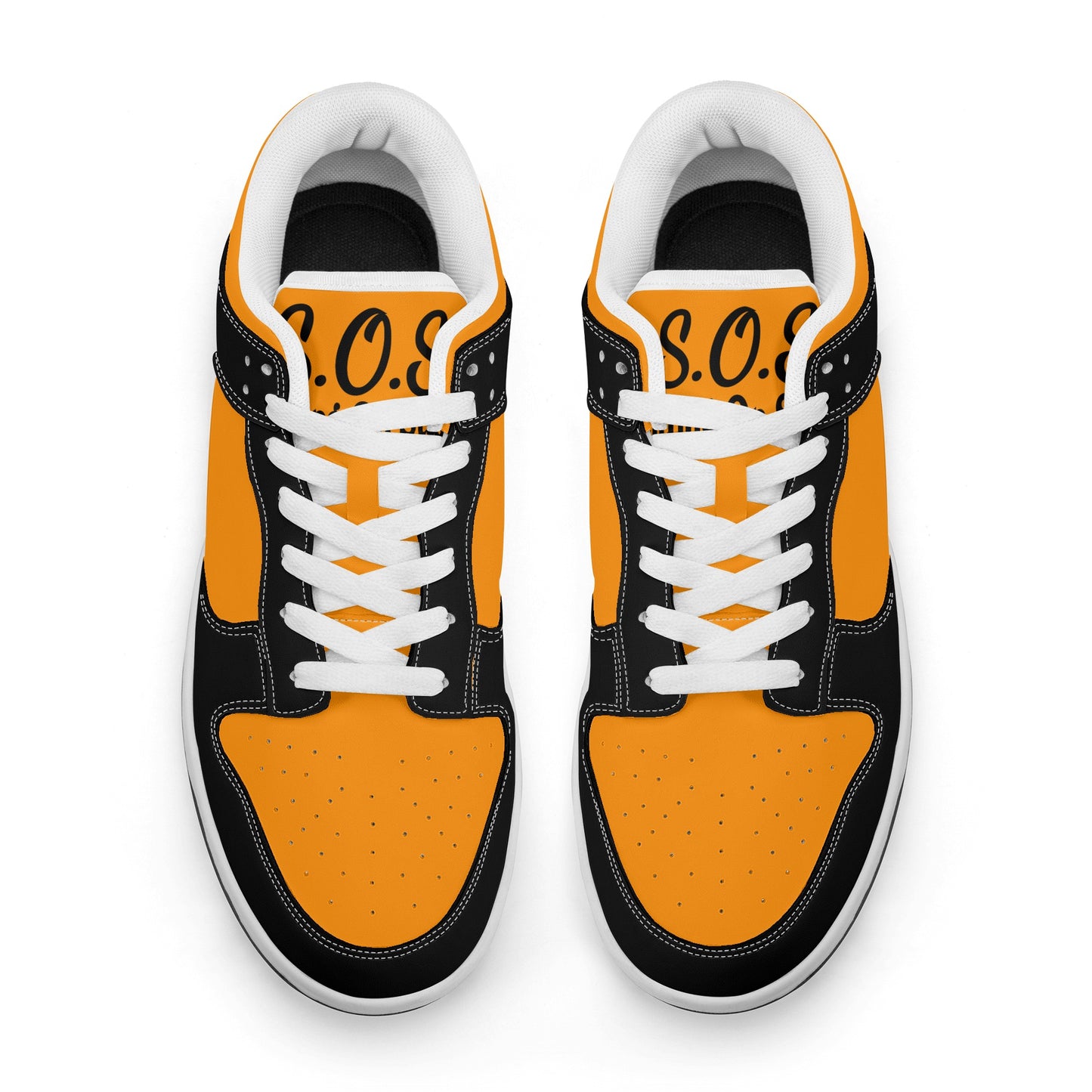 SOS Orange/Black Mens Low Top Leather Star Kicks