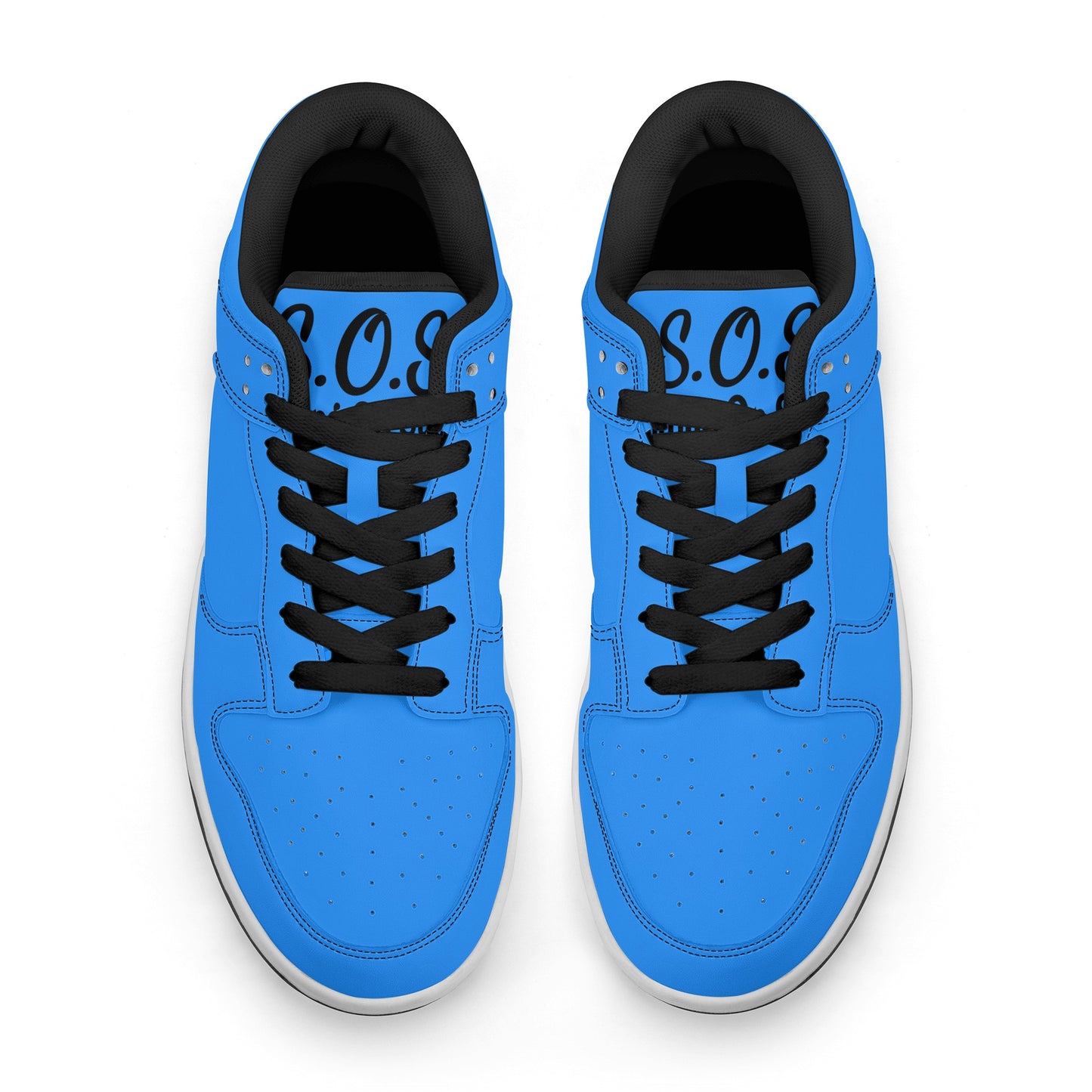 SOS  Sky Blue Mens Low Top Leather Star Kicks