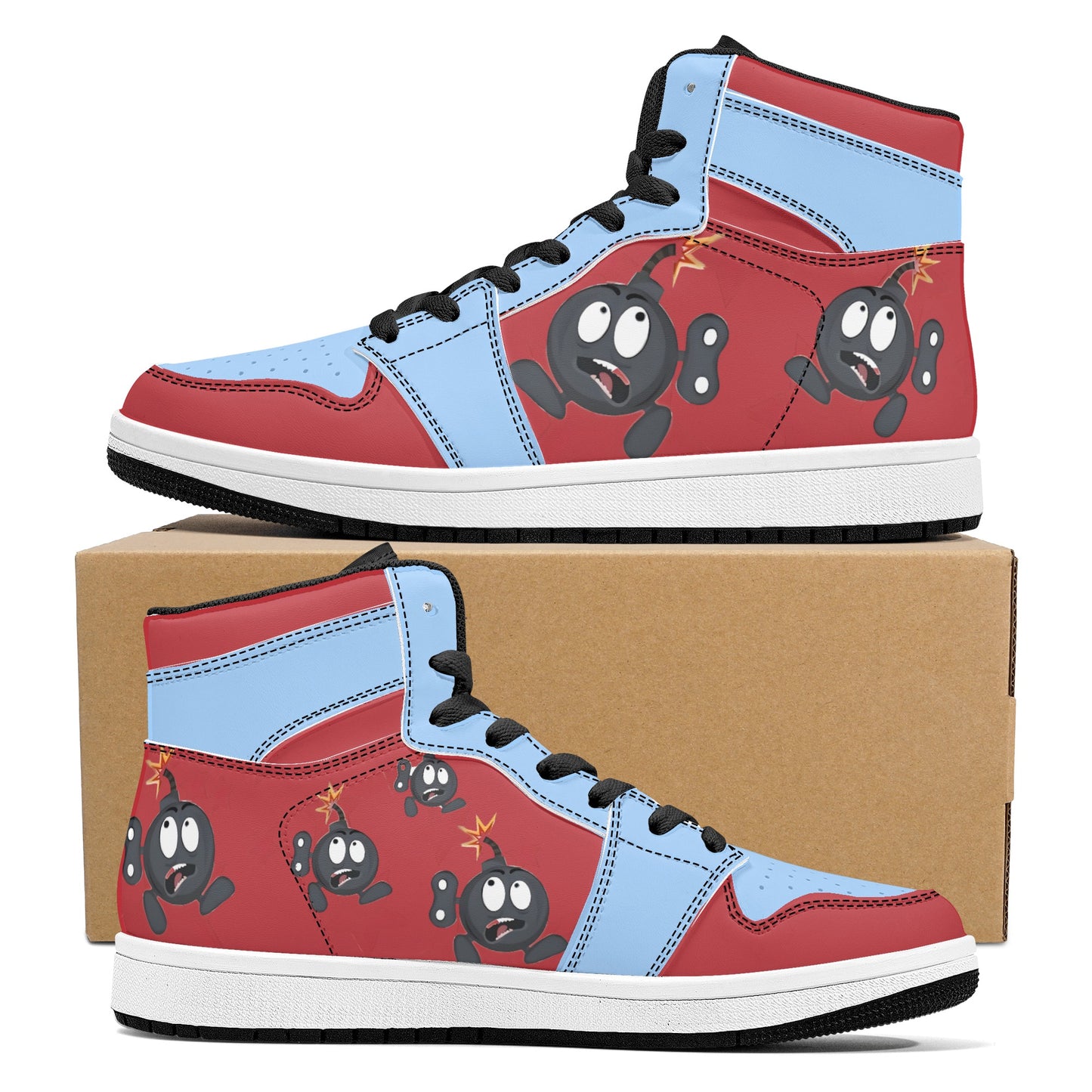 S.I.Y.L. (Stay In Your Lane) Mens Sky Blue High Top Leather Star Kicks