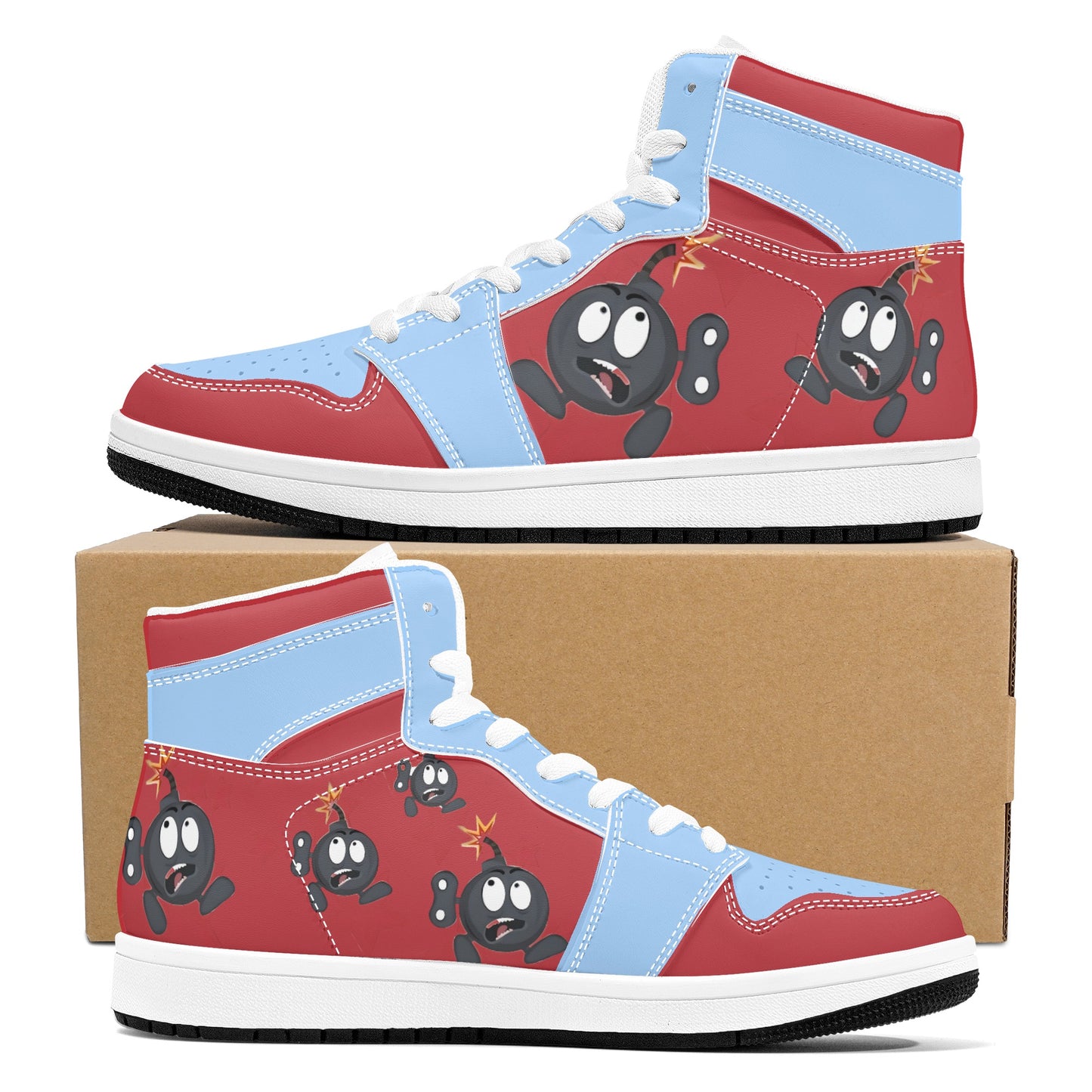 S.I.Y.L. (Stay In Your Lane) Mens Sky Blue High Top Leather Star Kicks