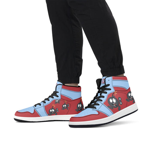 S.I.Y.L. (Stay In Your Lane) Mens Sky Blue High Top Leather Star Kicks