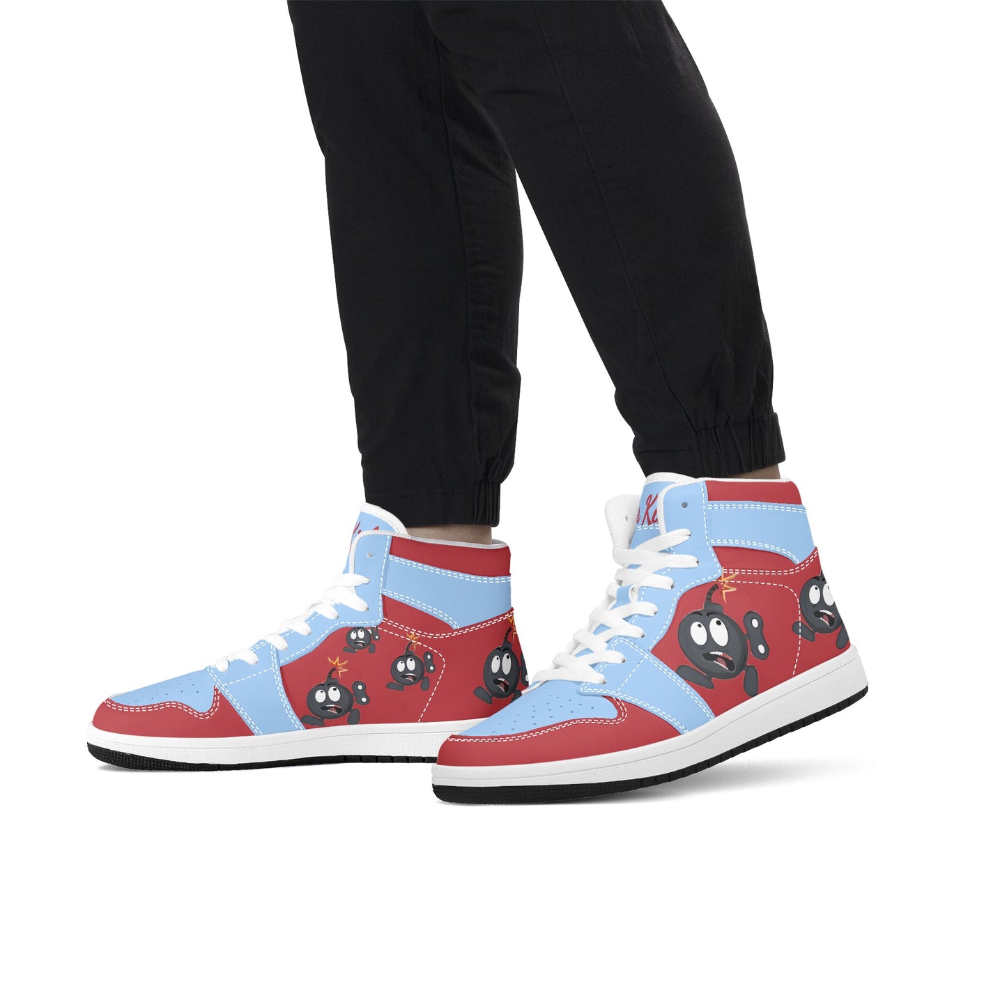 S.I.Y.L. (Stay In Your Lane) Mens Sky Blue High Top Leather Star Kicks