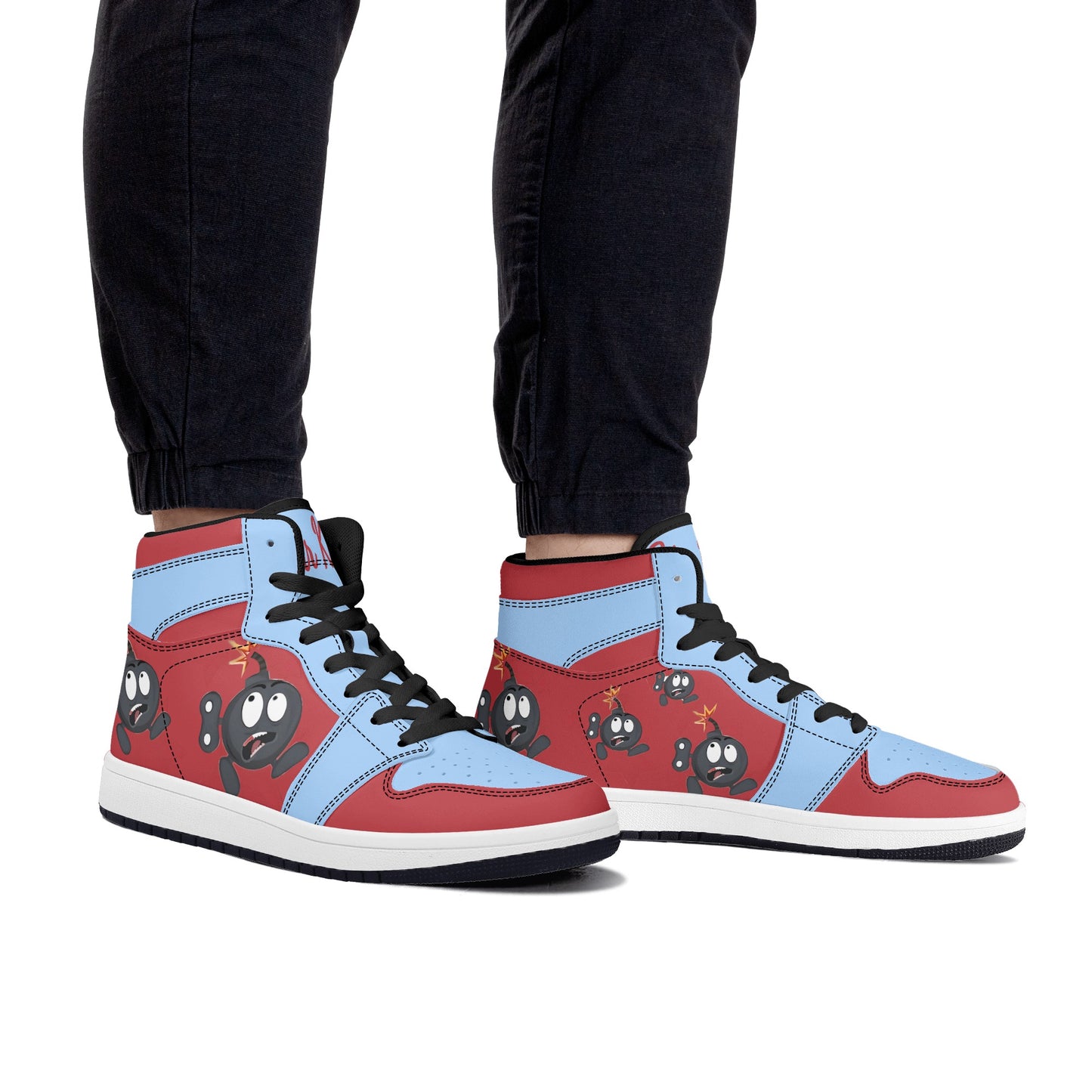 S.I.Y.L. (Stay In Your Lane) Mens Sky Blue High Top Leather Star Kicks