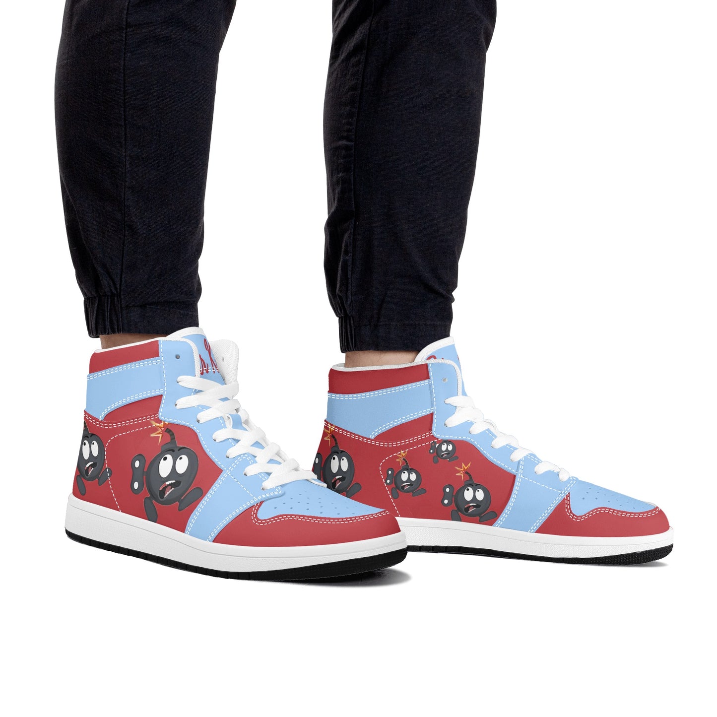 S.I.Y.L. (Stay In Your Lane) Mens Sky Blue High Top Leather Star Kicks