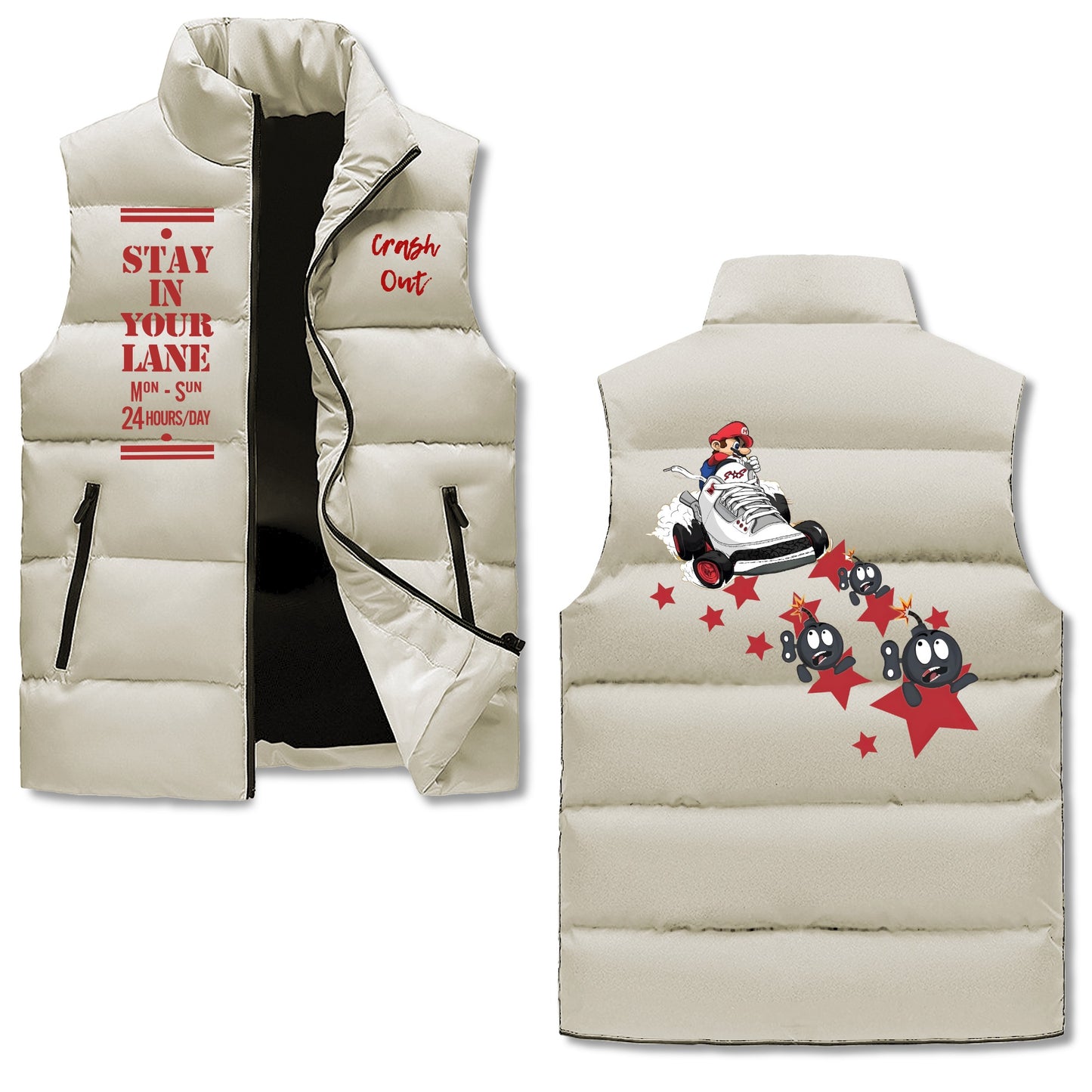 S.I.Y.L (Stay In Your  Lane) Mens Hooded Puffer Vest