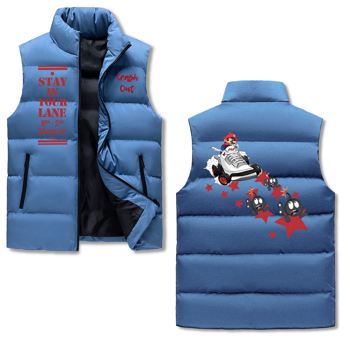 S.I.Y.L (Stay In Your  Lane) Mens Hooded Puffer Vest