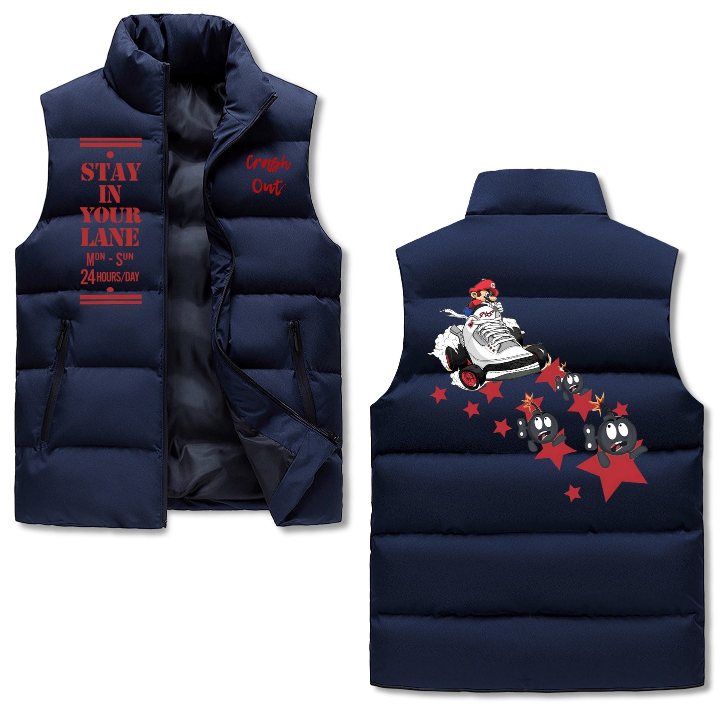 S.I.Y.L (Stay In Your  Lane) Mens Hooded Puffer Vest