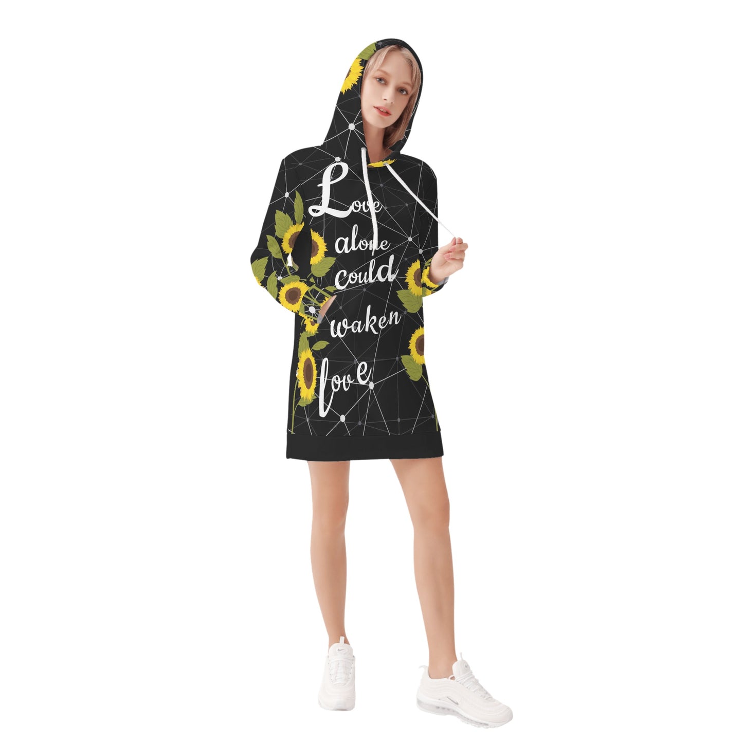 Be Kind (Pride Edition) Black/ Sun Flower Womens Hoodie Dress