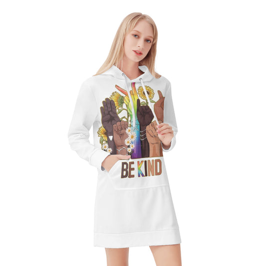 Be Kind (Pride Edition) White Womens Hoodie Dress