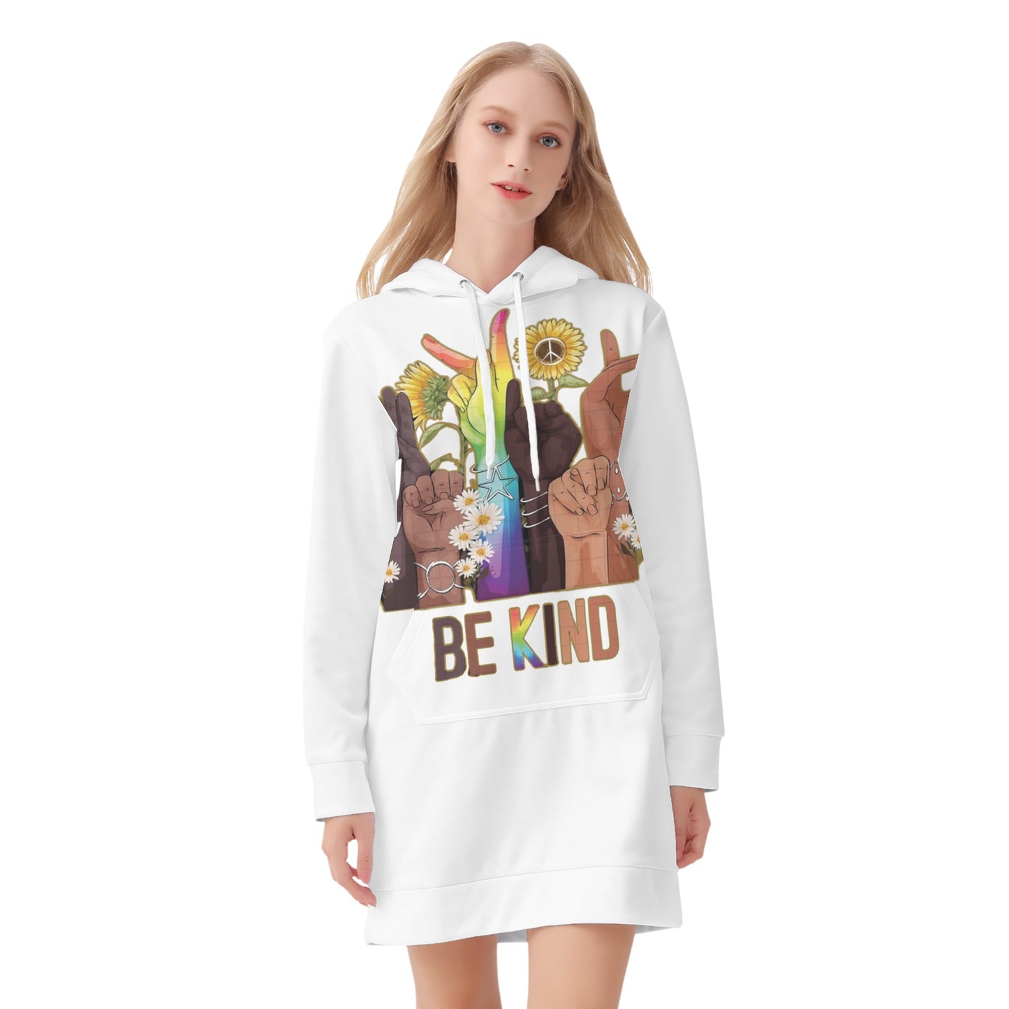 Be Kind (Pride Edition) White Womens Hoodie Dress