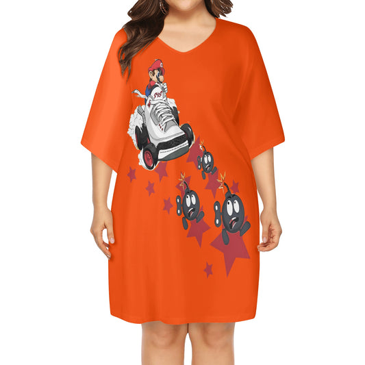 S.I.Y.L. ( Stay In Your Lane) Womens Star Size Dark Orange Loose Dress