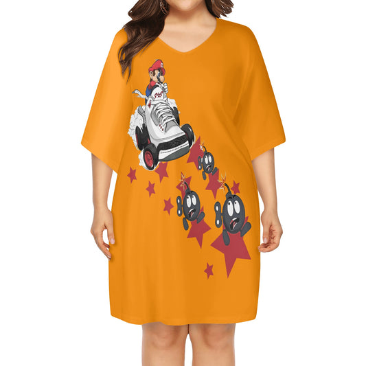 S.I.Y.L. ( Stay In Your Lane) Womens Star Size Orange Loose Dress