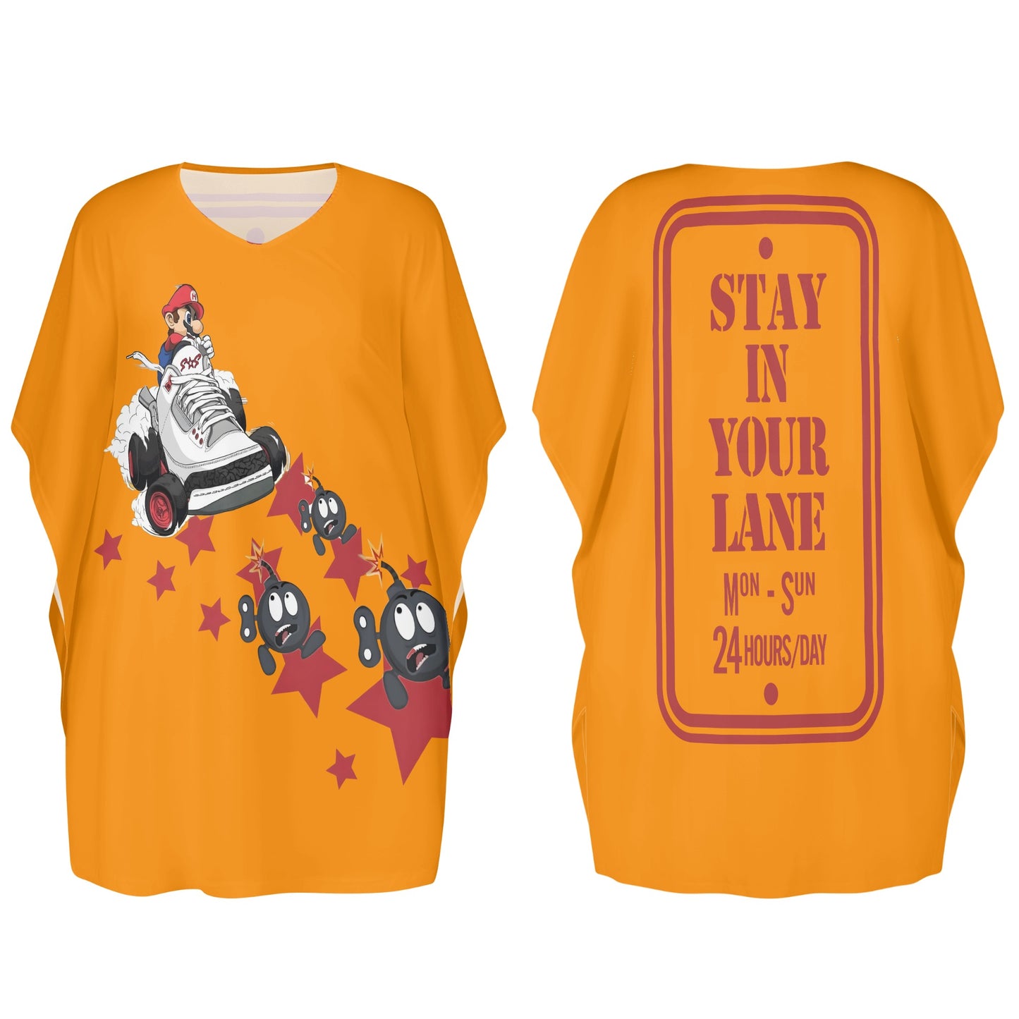 S.I.Y.L. ( Stay In Your Lane) Womens Star Size Orange Loose Dress