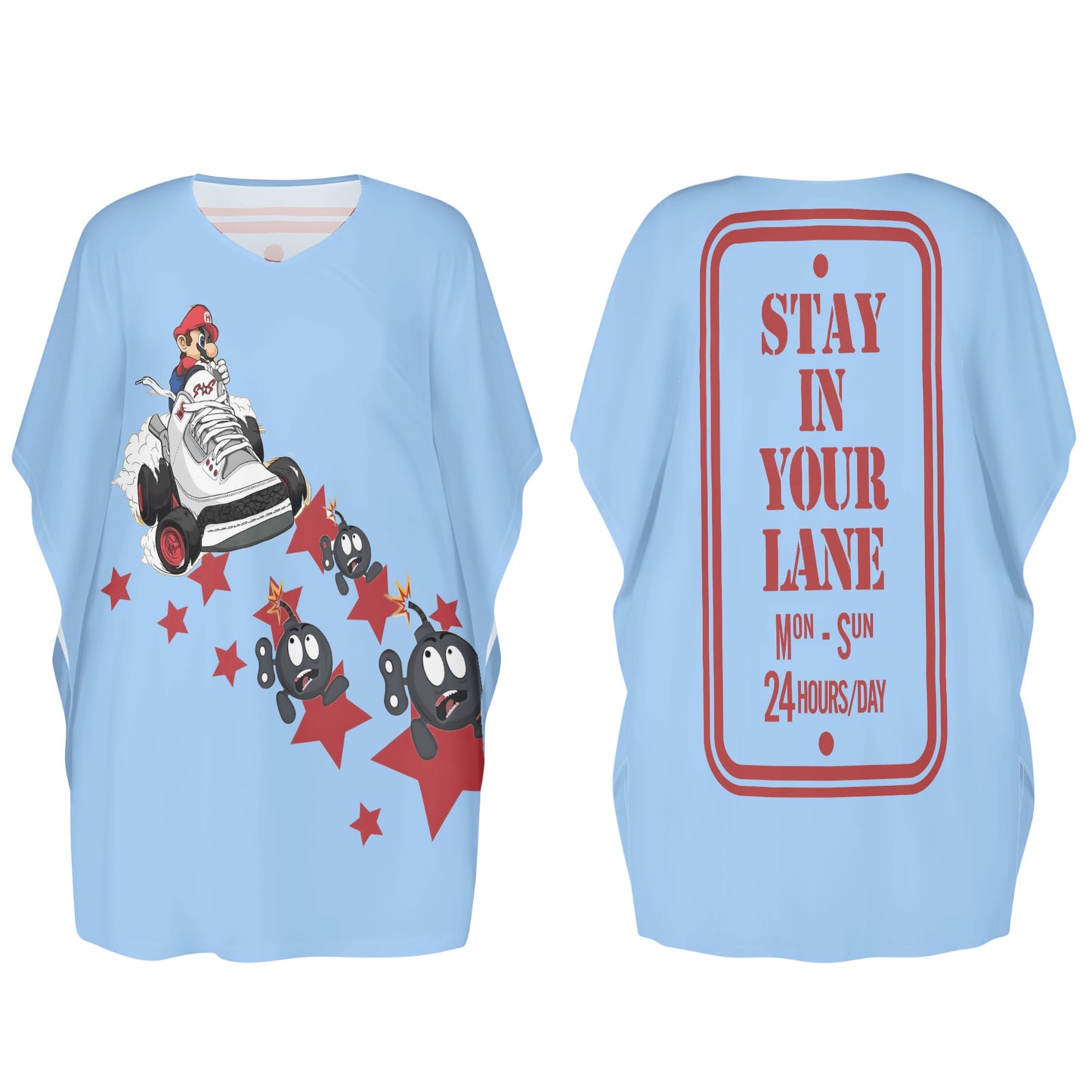 S.I.Y.L. ( Stay In Your Lane) Womens Star Size Sky Blue Loose Dress