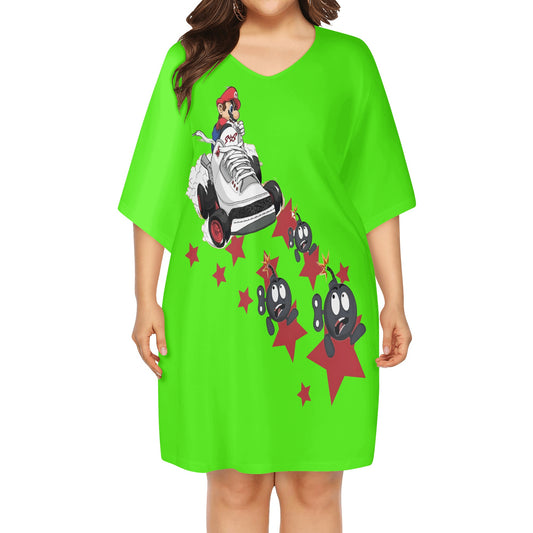 S.I.Y.L. ( Stay In Your Lane) Womens Star Size Goo Green Loose Dress