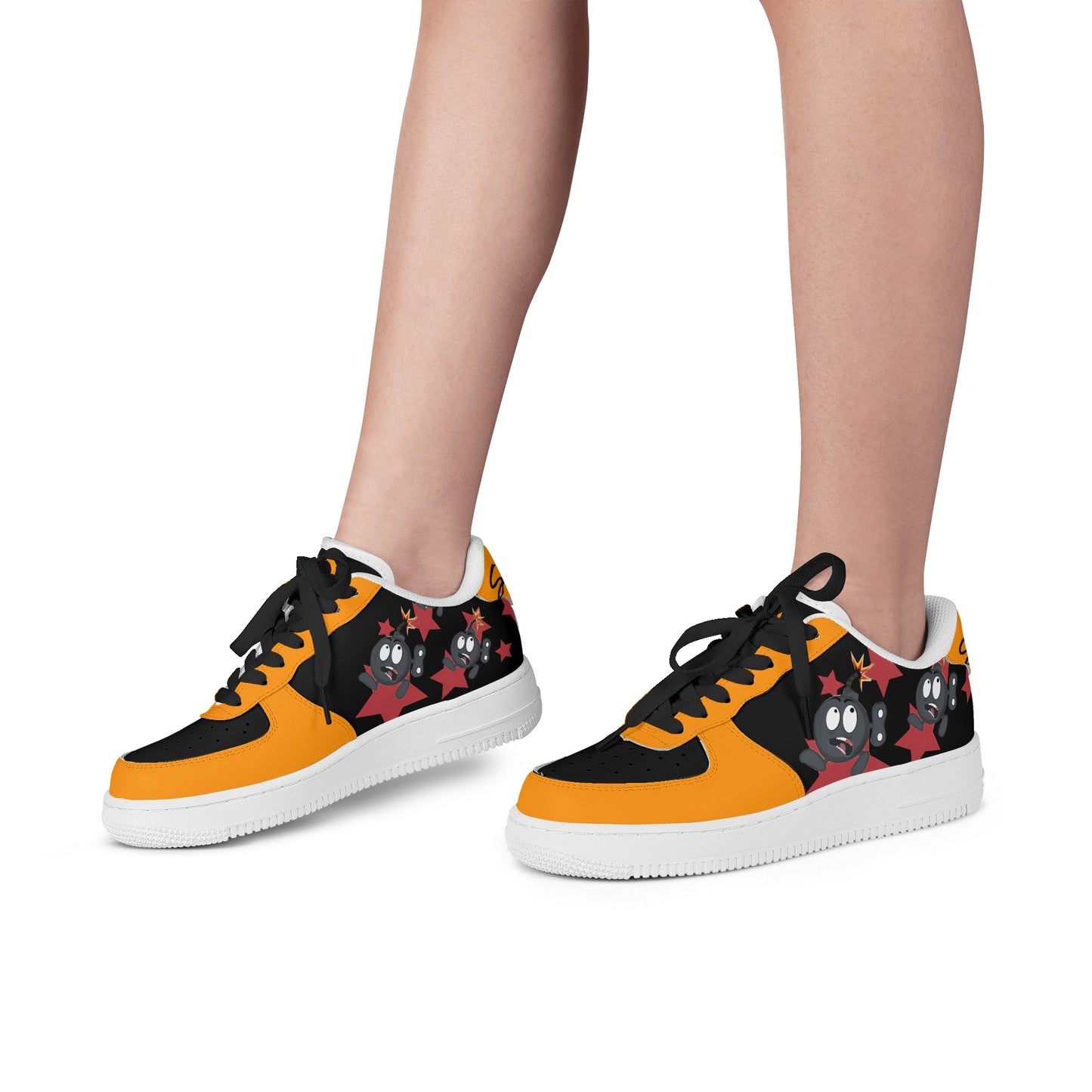 S.I.Y.L. (Stay In Your Lane) Orange Womens New Low Top Star Kicks