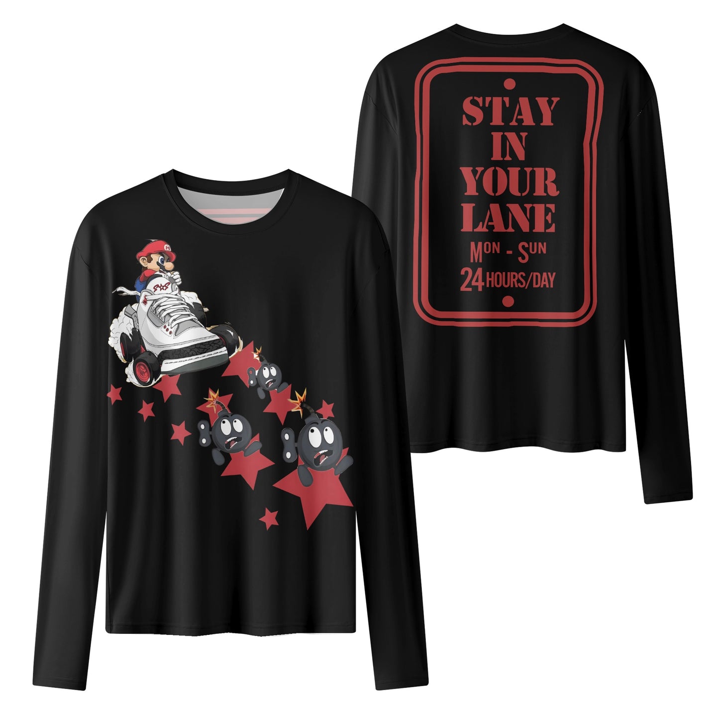 S.I.Y.L. ( Stay In Your Lane) Black Womens Long Sleeve T Shirt