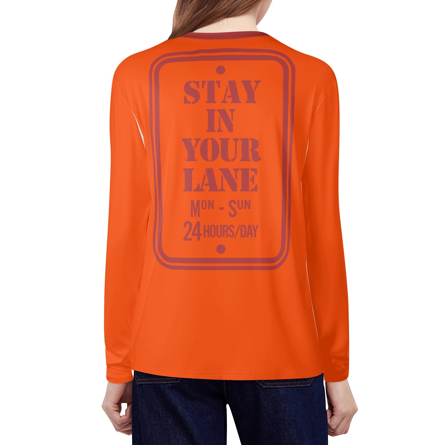 S.I.Y.L. ( Stay In Your Lane) Dark Orange Womens Long Sleeve T Shirt