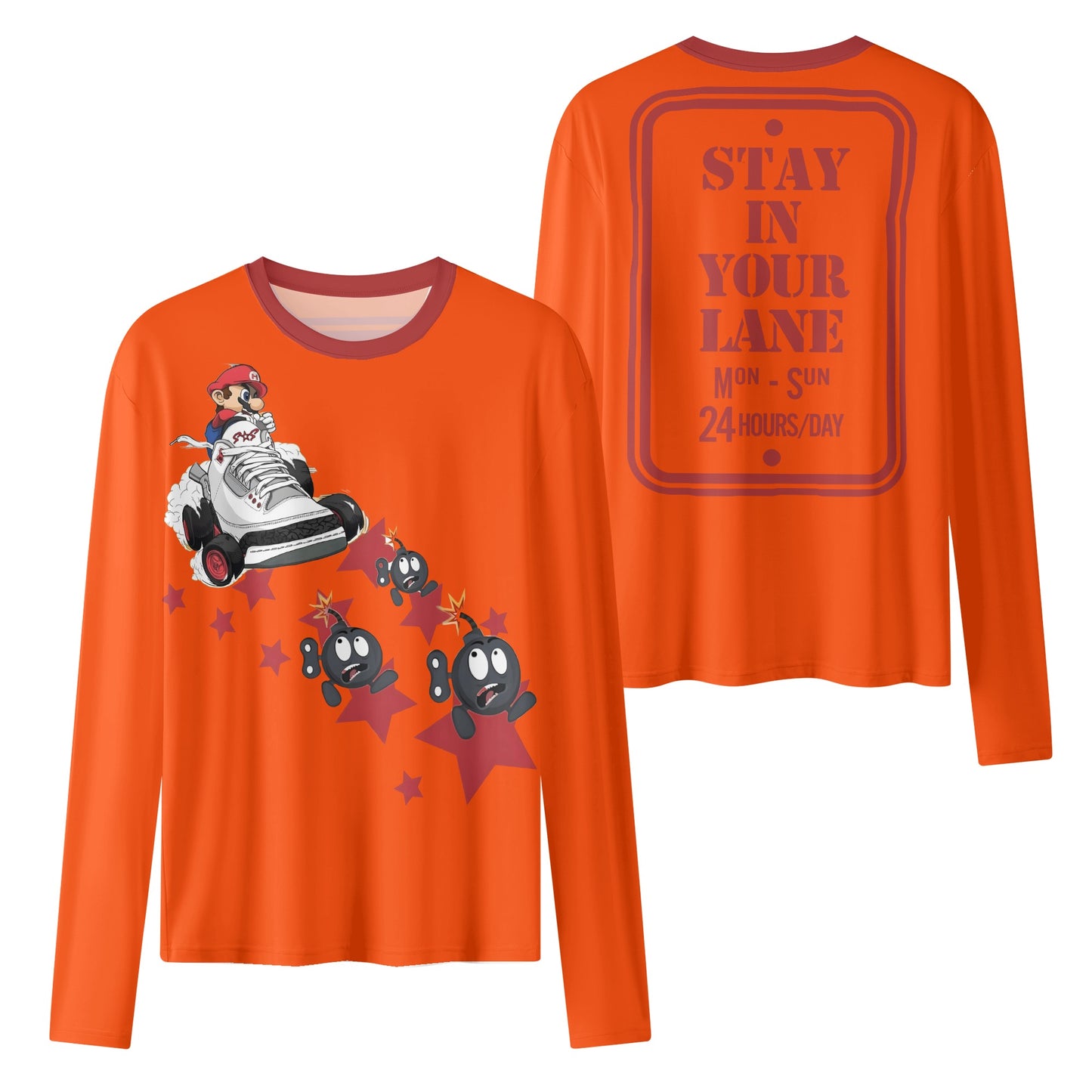 S.I.Y.L. ( Stay In Your Lane) Dark Orange Womens Long Sleeve T Shirt