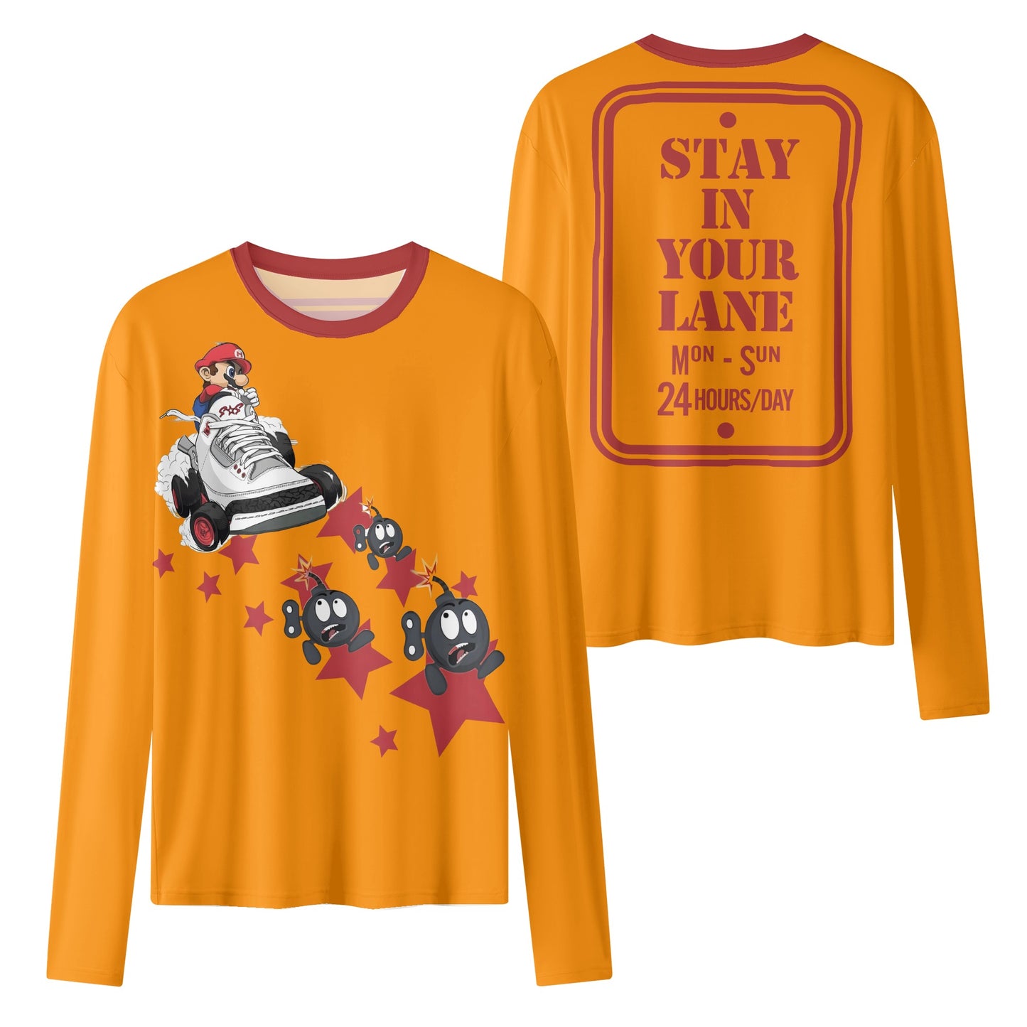 S.I.Y.L. ( Stay In Your Lane) Orange Womens Long Sleeve T Shirt