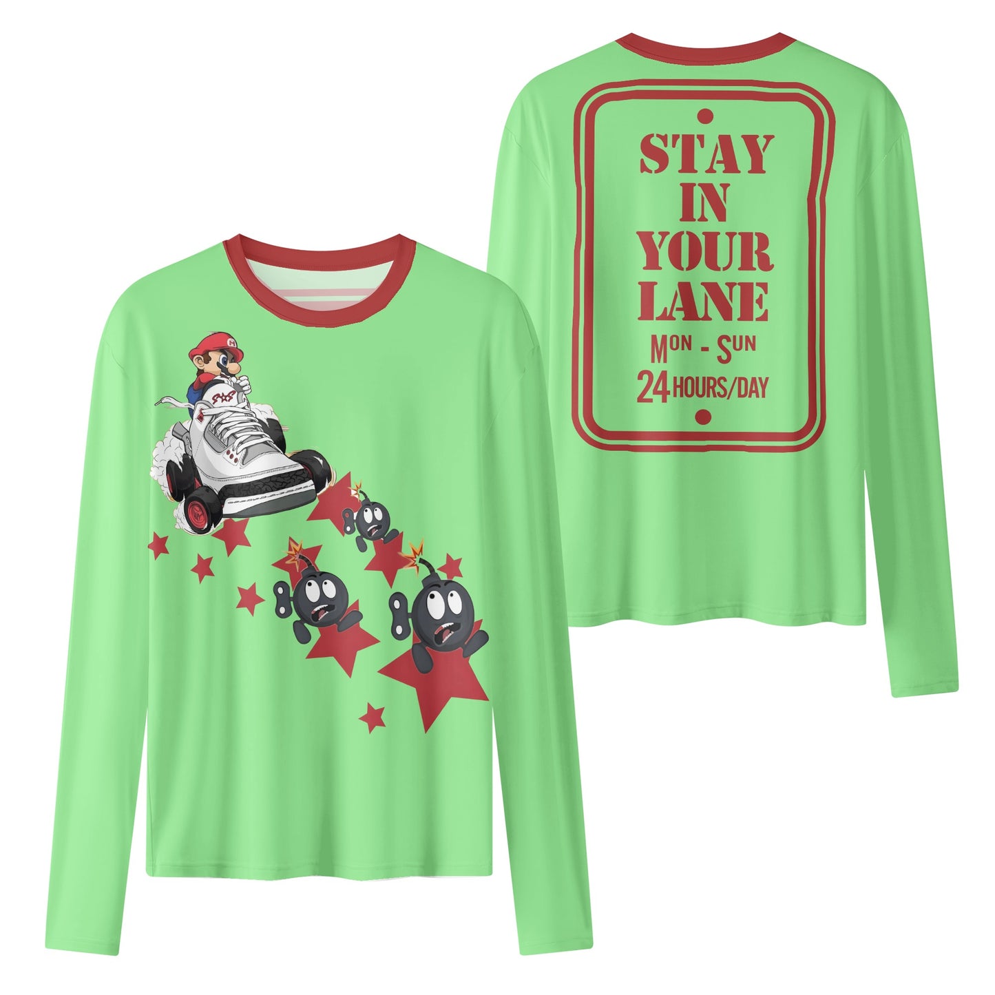 S.I.Y.L. ( Stay In Your Lane) Mint Green Womens Long Sleeve T Shirt