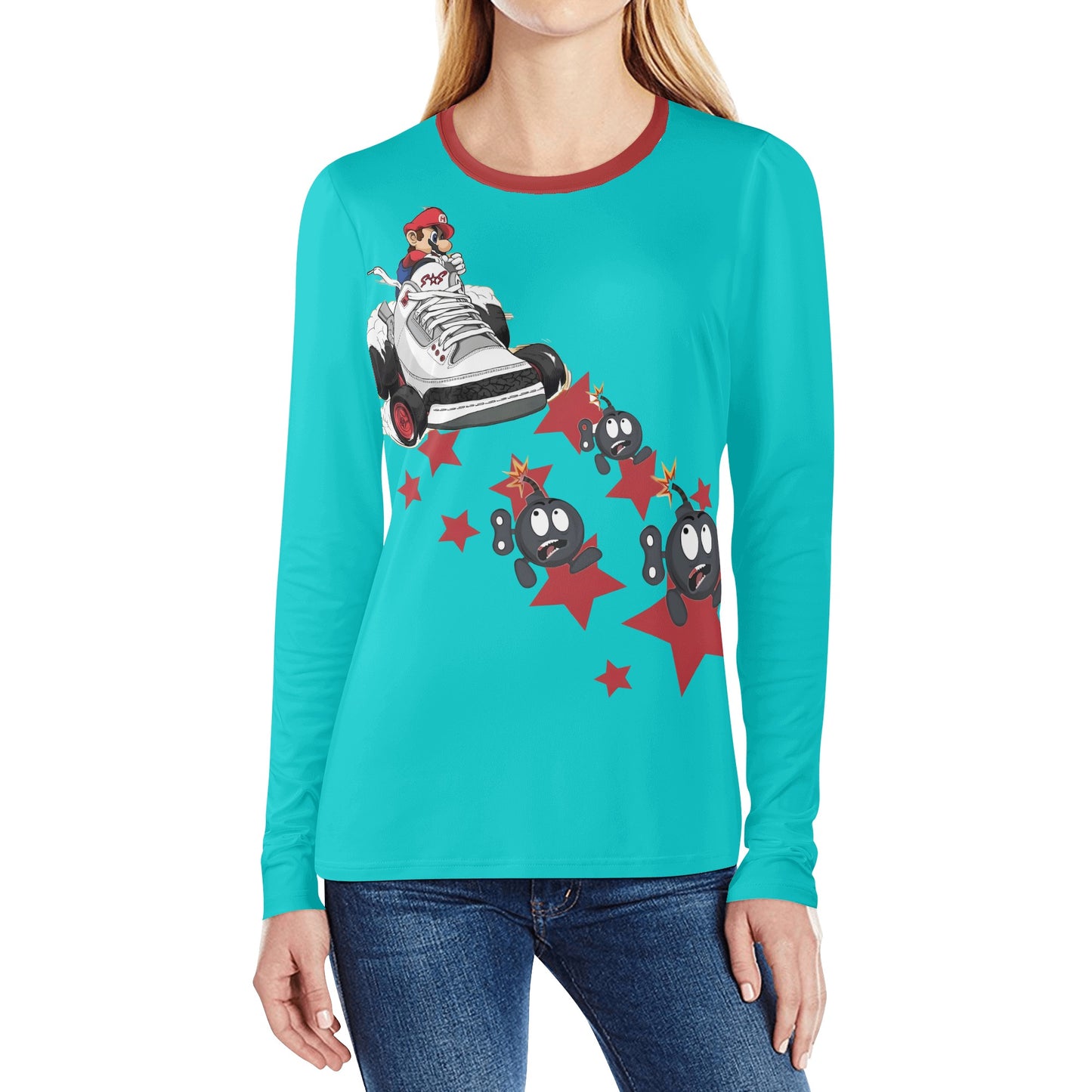 S.I.Y.L. ( Stay In Your Lane) Turquoise Womens Long Sleeve T Shirt