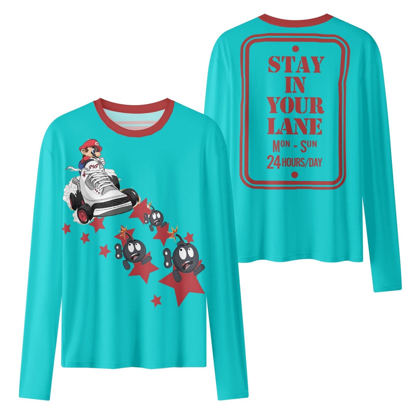 S.I.Y.L. ( Stay In Your Lane) Turquoise Womens Long Sleeve T Shirt