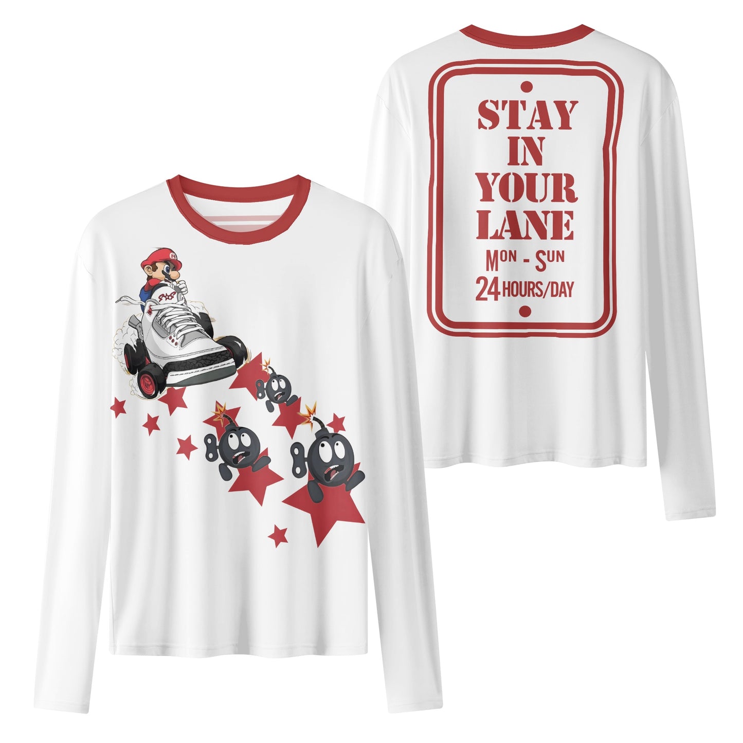 S.I.Y.L. ( Stay In Your Lane) White Womens Long Sleeve T Shirt