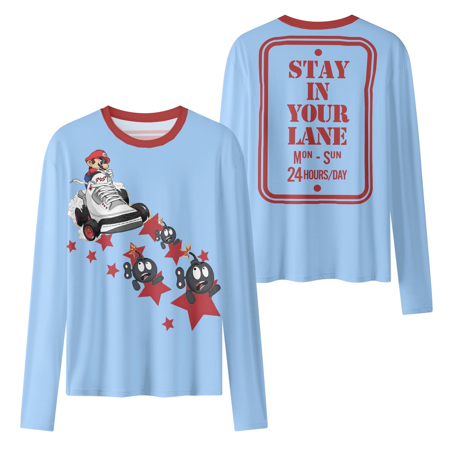 S.I.Y.L. ( Stay In Your Lane) Sky Blue Womens Long Sleeve T Shirt