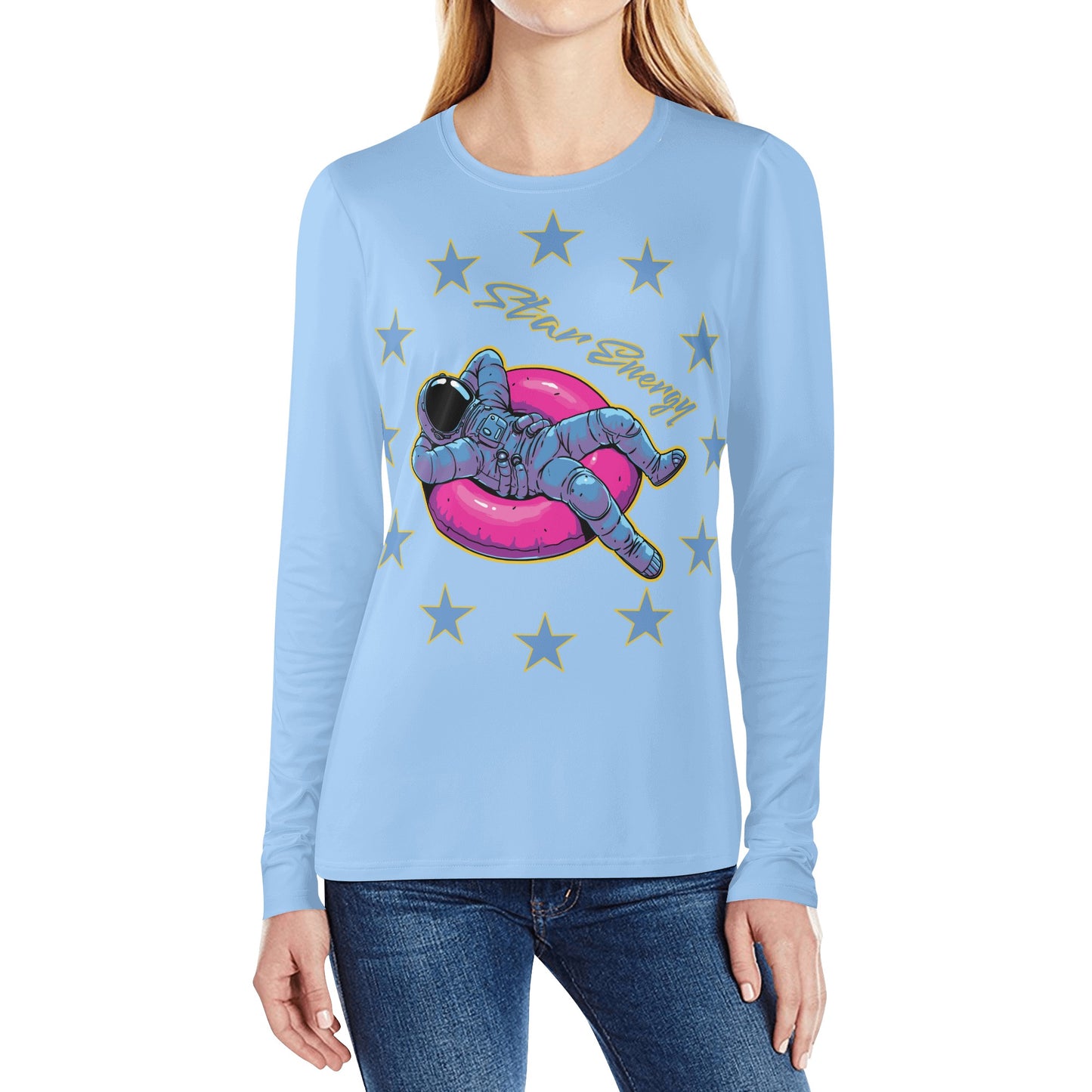 Star Energy  2.0 Sky Blue Womens Long Sleeve T Shirt