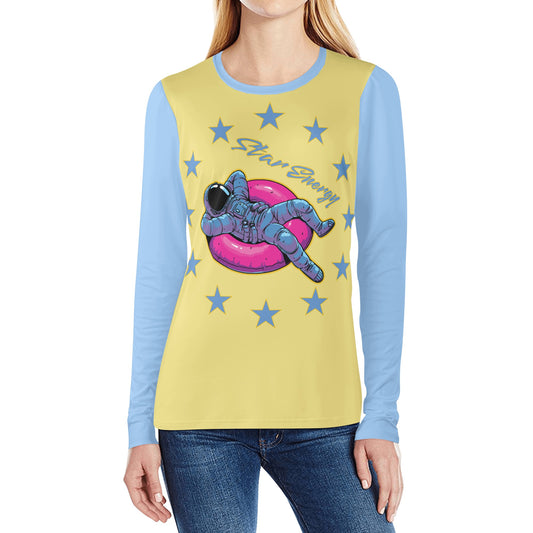 Star Energy  2.0 Tan/ Sky Blue Womens Long Sleeve T Shirt