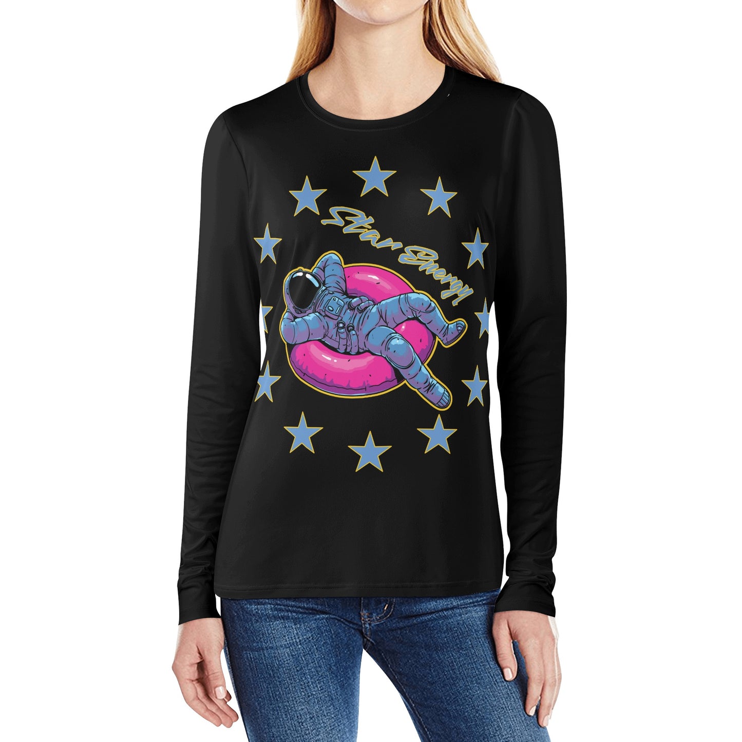 Star Energy  2.0 Black Womens Long Sleeve T Shirt