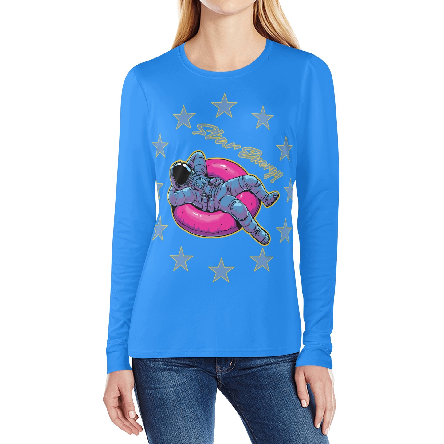 Star Energy  2.0 Blue Womens Long Sleeve T Shirt