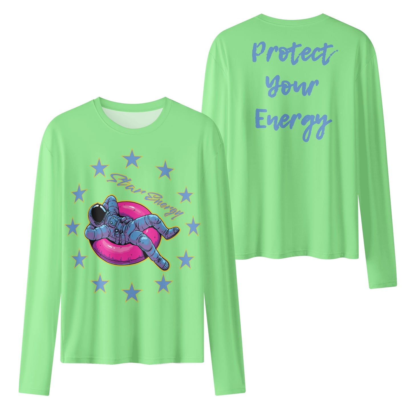 Star Energy  2.0 Mint Green Womens Long Sleeve T Shirt