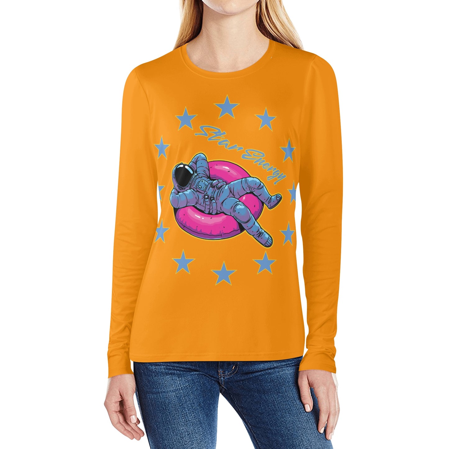 Star Energy  2.0 Orange Womens Long Sleeve T Shirt