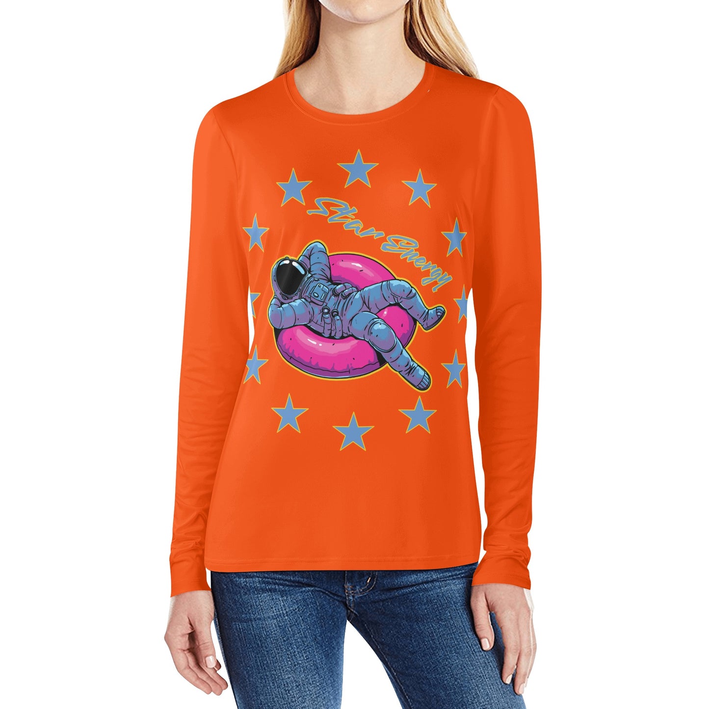 Star Energy  2.0 Dark Orange Womens Long Sleeve T Shirt