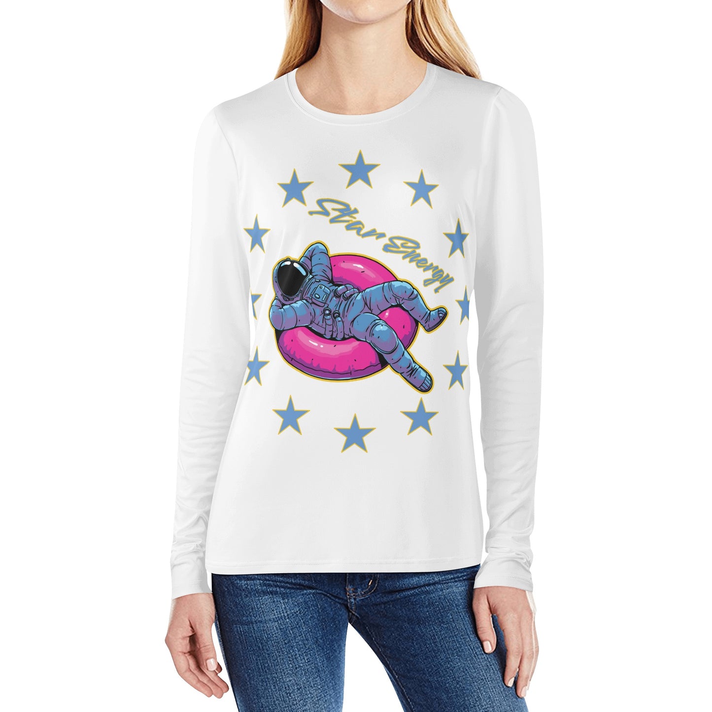 Star Energy 2.0 White Womens Long Sleeve T Shirt