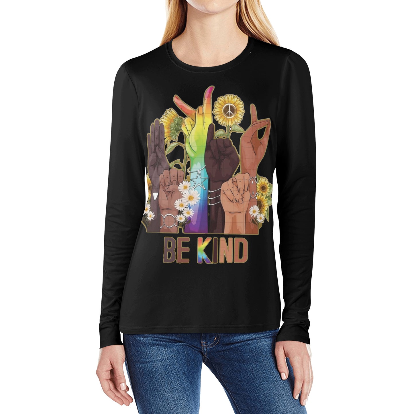 Be Kind (Pride Edition) Black Womens Long Sleeve T Shirt