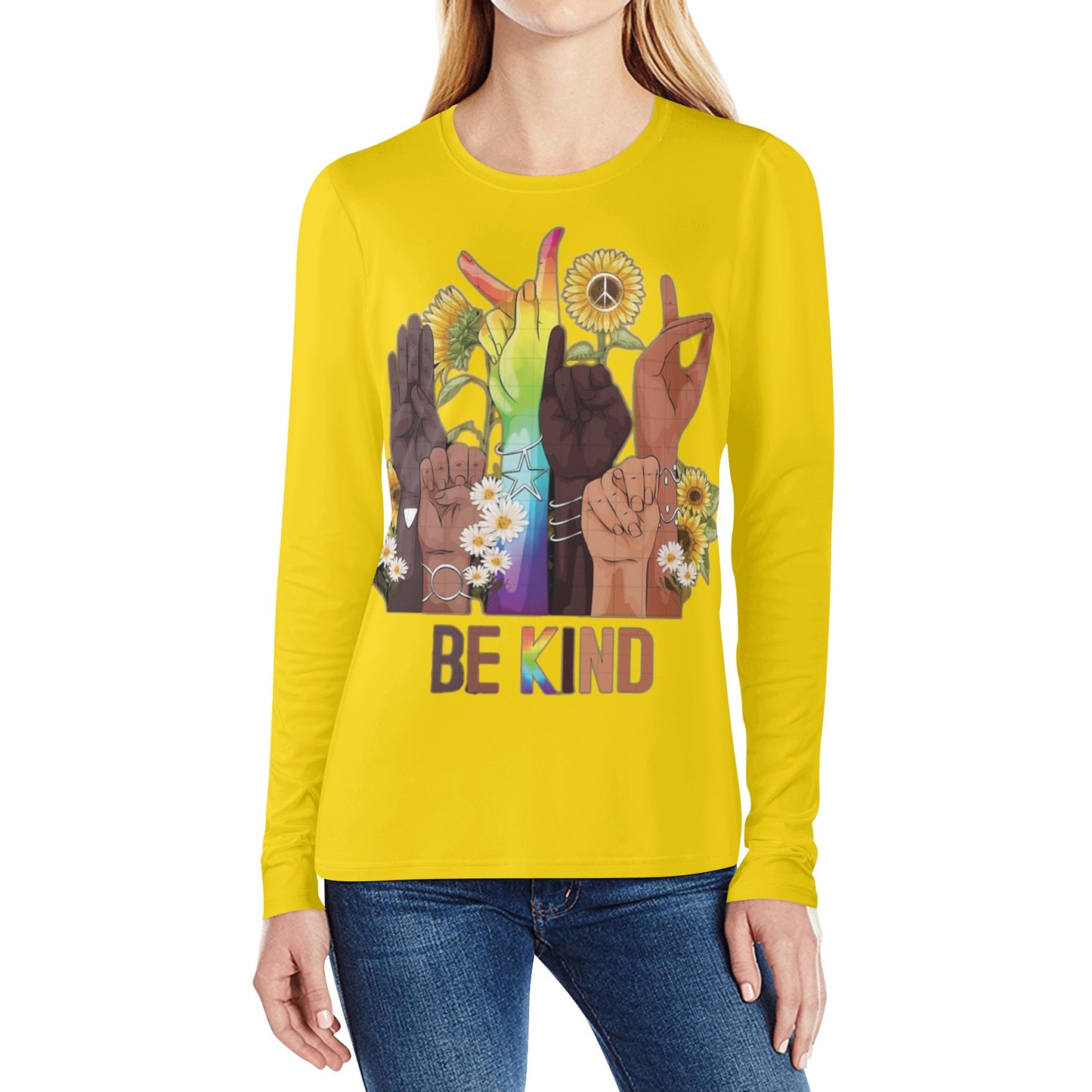 Be Kind (Pride Edition) Gold Womens Long Sleeve T Shirt