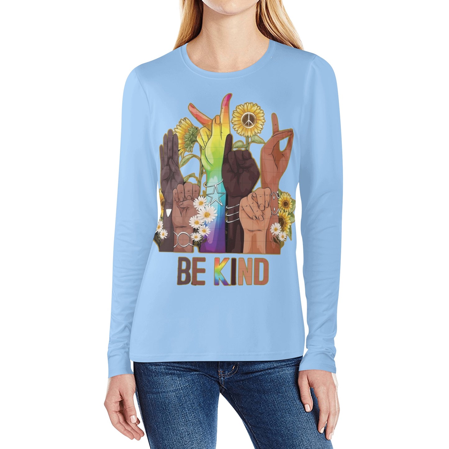 Be Kind (Pride Edition) Sky Blue Womens Long Sleeve T Shirt