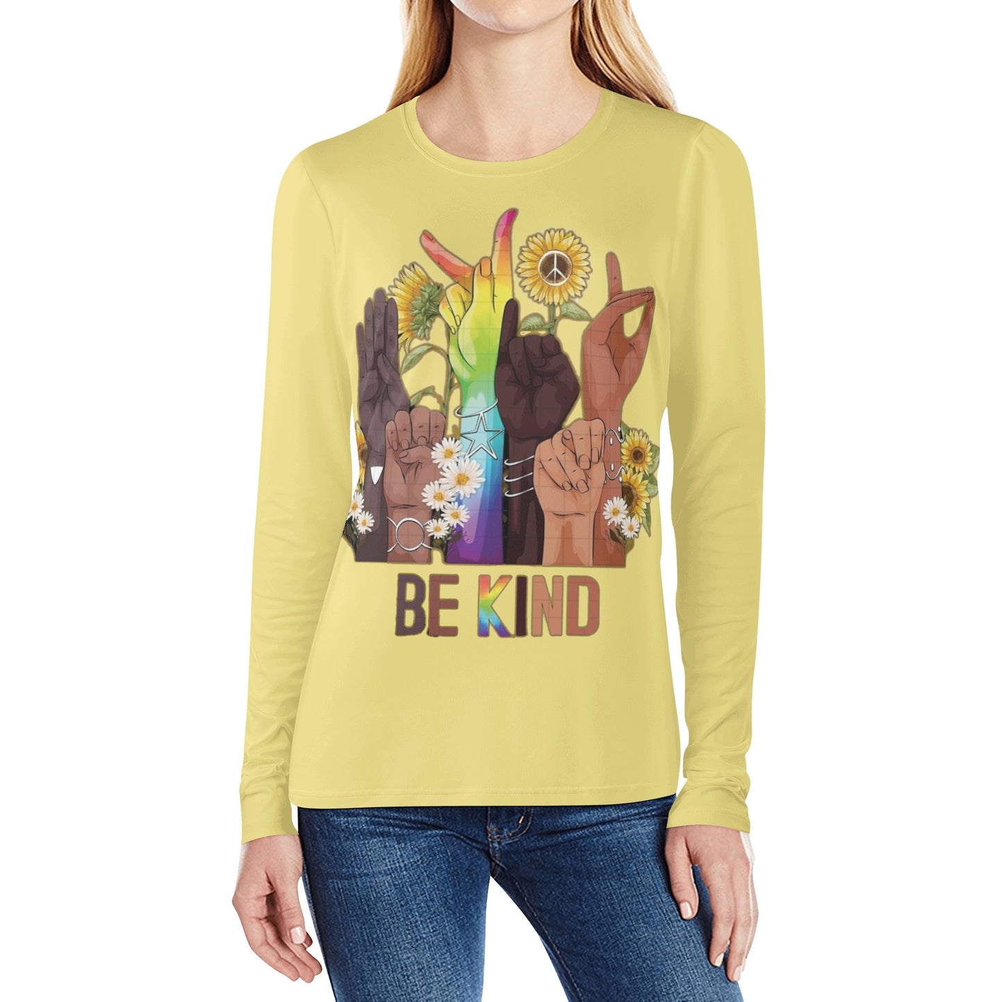 Be Kind (Pride Edition) Tan Womens Long Sleeve T Shirt