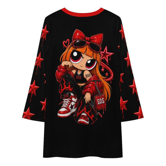 S.O.S: Power Puff Gang Long Sleeve Patchwork T-shirt Dress