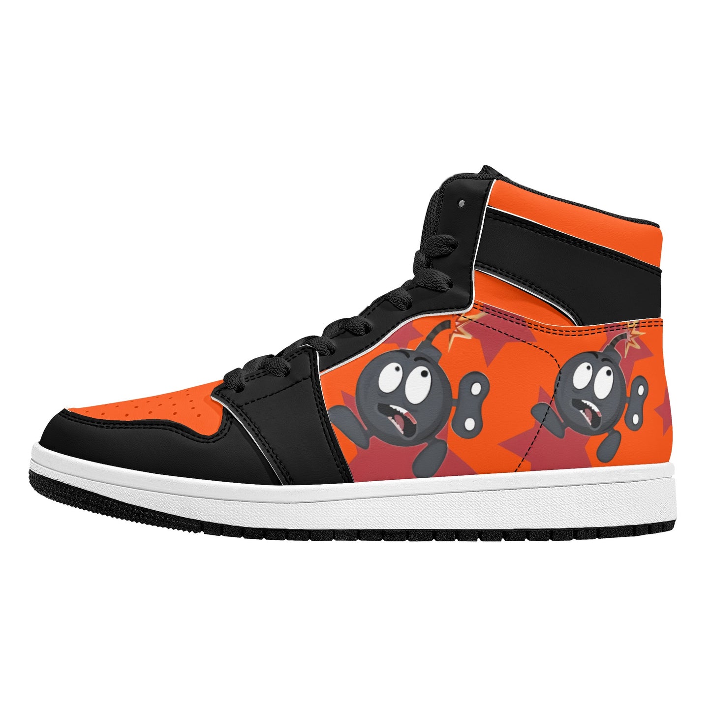 S.I.Y.L. (Stay In Your Lane) Mens Dark Orange High Top Leather Star Kicks