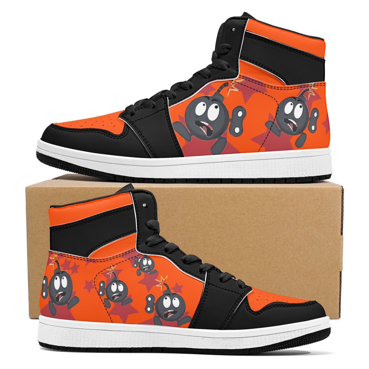 S.I.Y.L. (Stay In Your Lane) Mens Dark Orange High Top Leather Star Kicks